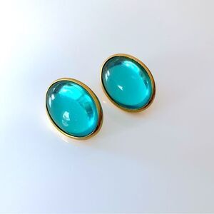 Vintage Trifari Blue Lucite Clip Earrings